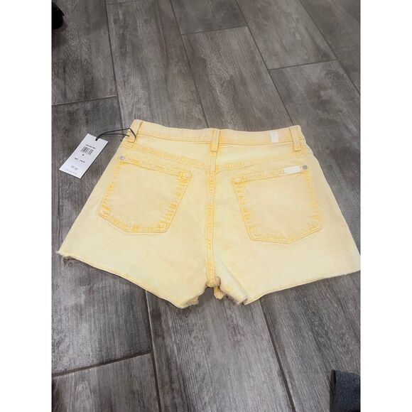 7 For All Mankind High Rise Yellow Shorts Size 28 - Picture 2 of 4